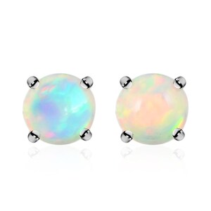 Premium Ethiopian Welo Opal Solitaire Stud Earrings in Platinum Over Sterling Silver 1.10 ctw