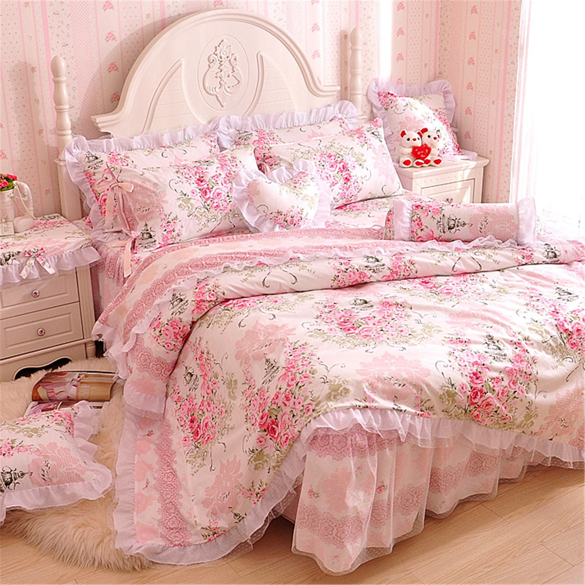 Vintage Flower Bedding Set High Quality Cotton Duvet Cover Set | Etsy