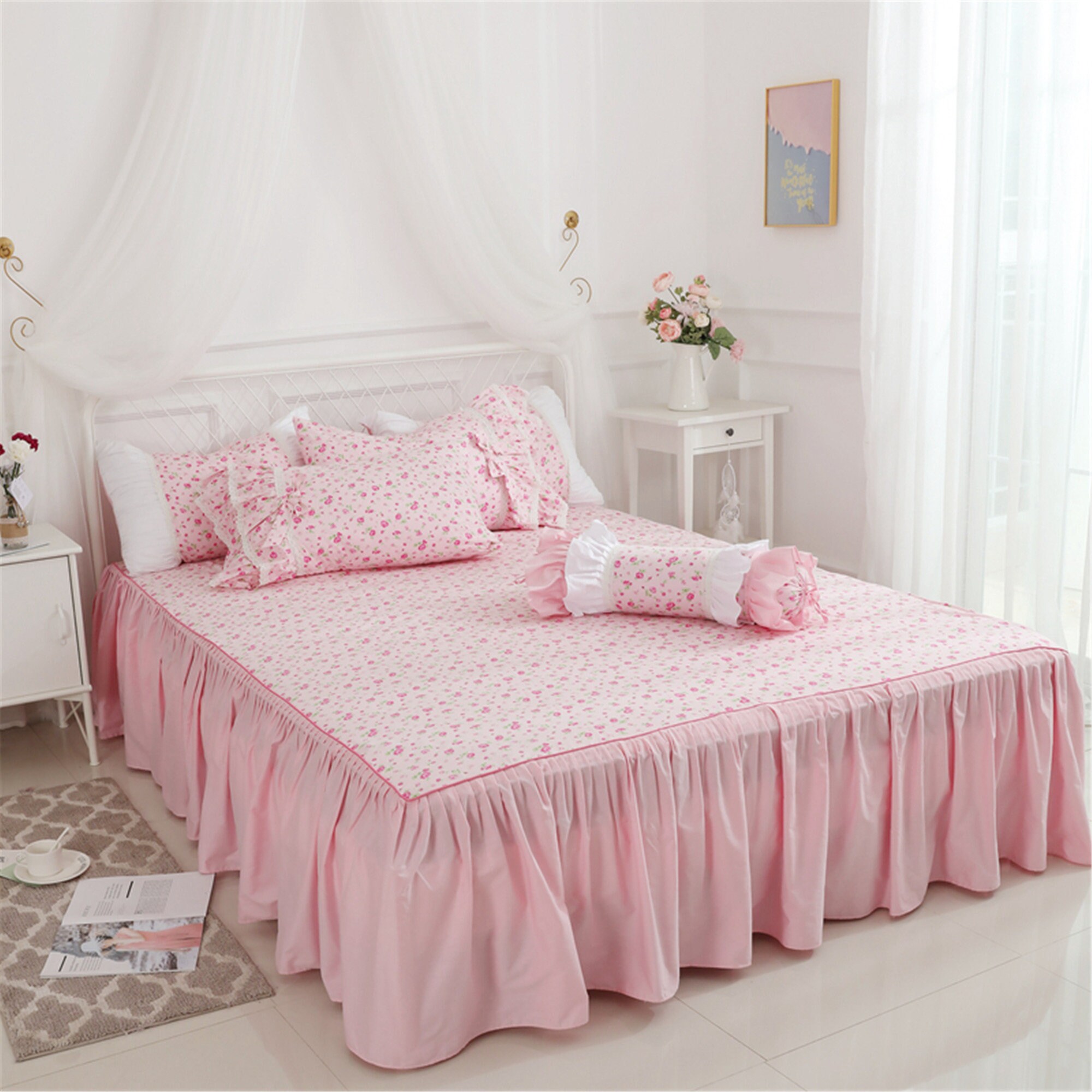 Pink Flower Bedding Set High Quality Cotton Duvet Cover Set Etsy