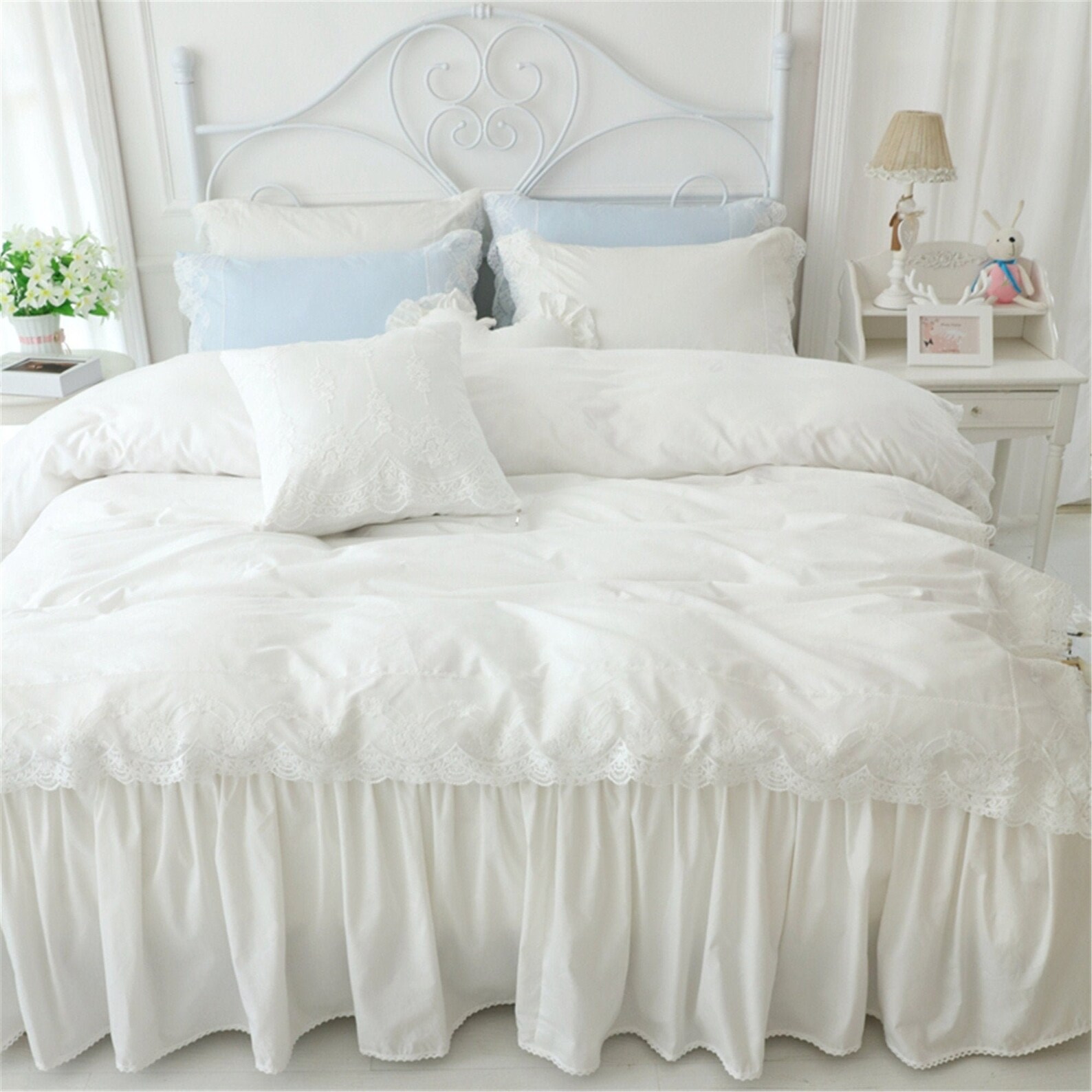 High Quality Cotton Duvet Cover Set White Solid Color Bedding Etsy