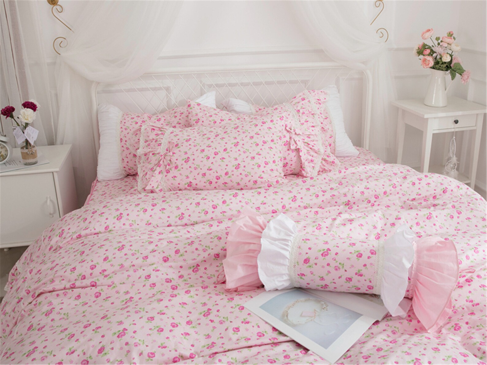 Pink Flower Bedding Set High Quality Cotton Duvet Cover Set | Etsy