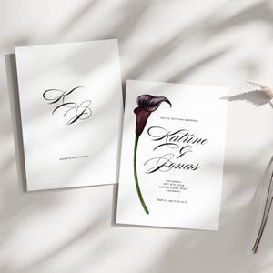 Modello di invito di nozze senza tempo - Design Canva Old Money con illustrazione di Calla Lily
