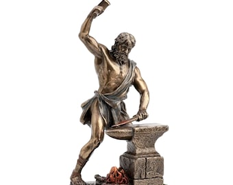 Standbeeld van Hephaestus: Griekse god van vuur, smederij, koudgegoten brons, 8,6"