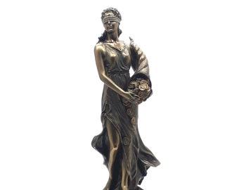 Tyche Luck Fortuna Greek Goddess Statue Sculpture Figurine Bronze Finish 12.6in