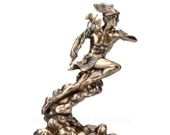 Hermes Mercury Greek Roman God Messenger Statue Sculpture Cold Cast Bronze & Resin