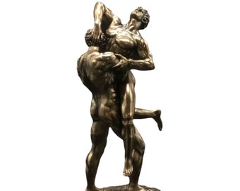 Hercules and Antaeus Greek Myth Cold Cast Bronze & Resin Statue Sculpture Home Décor