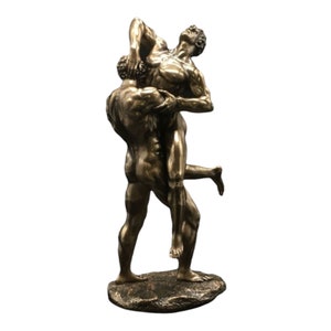 Hercules and Antaeus Greek Myth Cold Cast Bronze & Resin Statue Sculpture Home Décor