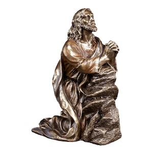 Jesus Christ praying in the Garden of Gethsemane Cold Cast Bronze & Resin Statue Sculpture Figurine
