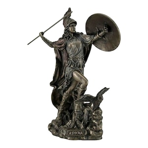 Athena Minerva Greek Roman Goddess Medusa Shield Statue Sculpture Bronze Finish 27cm