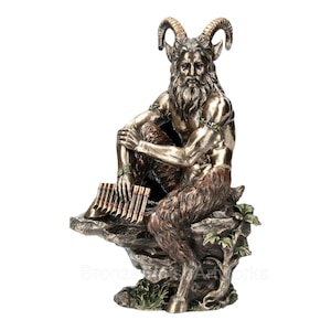 Pan Griego Dios de Wild & Nature Faun Estatua Escultura Bronce Acabado Figura decorativa