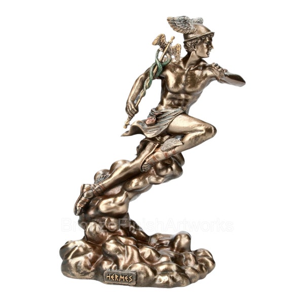 Hermes Mercury Greek Roman God Messenger Statue Sculpture Cold Cast Bronze & Resin