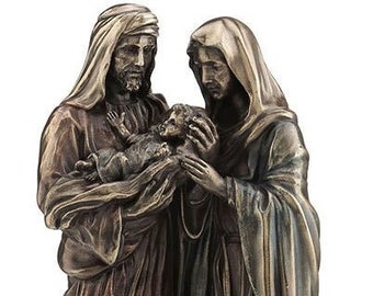 Joseph and Mary Holding Baby Jesus the Holy Family Bronze Finish Statue Sculpture Figurine
