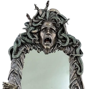 Medusa Head of Snakes Gothic Wall Mirror Décor Cold Cast Bronze & Resin Statue Sculpture