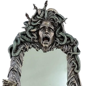 Medusa Head of Snakes Gothic Wall Mirror Décor Statue Sculpture Bronze Finish