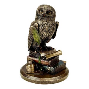 Owl of Athena Symbol of Wisdom Cold Cast Bronze & Resin Statue Sculpture 15 cm