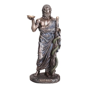 Asclepius God of Medicine and Medics Cold Cast Bronze & Resin Statue Sculpture Figurine 16 cm
