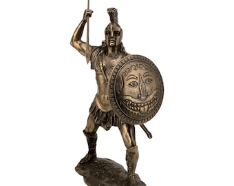 Ajax with Spier and Shield Cold Cast Bronze & Resin Statue Sculpture Home Décor Figurine 27 cm