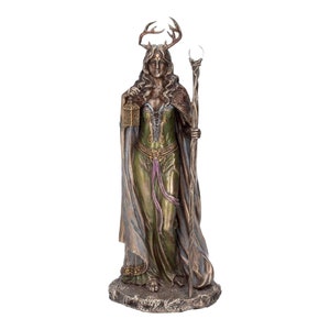 Elen of the Ways Antlered Goddess of the Forest Cold Cast Bronze & Resin Statue Sculpture Figurine 27,5 cm