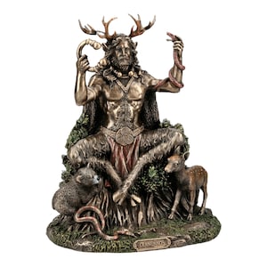 Cernunnos Celtic Horned God of Animals and the Underworld Bronze Finish Statue 26 cm