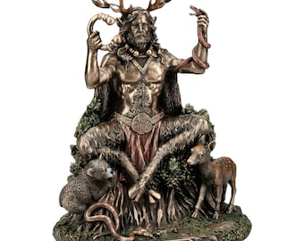 Cernunnos Celtic Horned God of Animals and the Underworld Bronze Finish Statue 26 cm