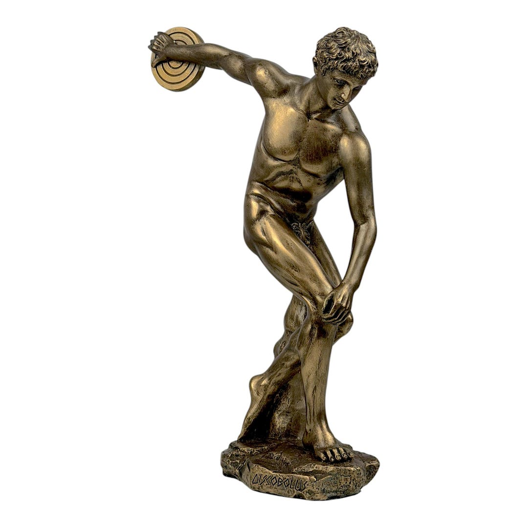 Discobolus of Myron Discus Thrower Athlete Cold Cast Bronze & Resin ...