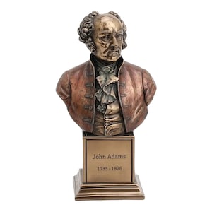 President John Adams Bust on Inscribed Plinth Cold Cast Bronze & Resin Statue Sculpture