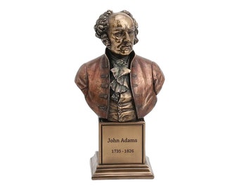 President John Adams Bust on Inscribed Plinth Cold Cast Bronze & Resin Statue Sculpture