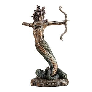 Furious Medusa Shooting Arrow Cold Cast Bronze & Resin Statue Sculpture 15,5 cm