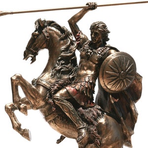 Alexander the Great on Horse Greek Macedonian King Warrior Statue Sculpture Figure Bronze Finish 12.4 inches