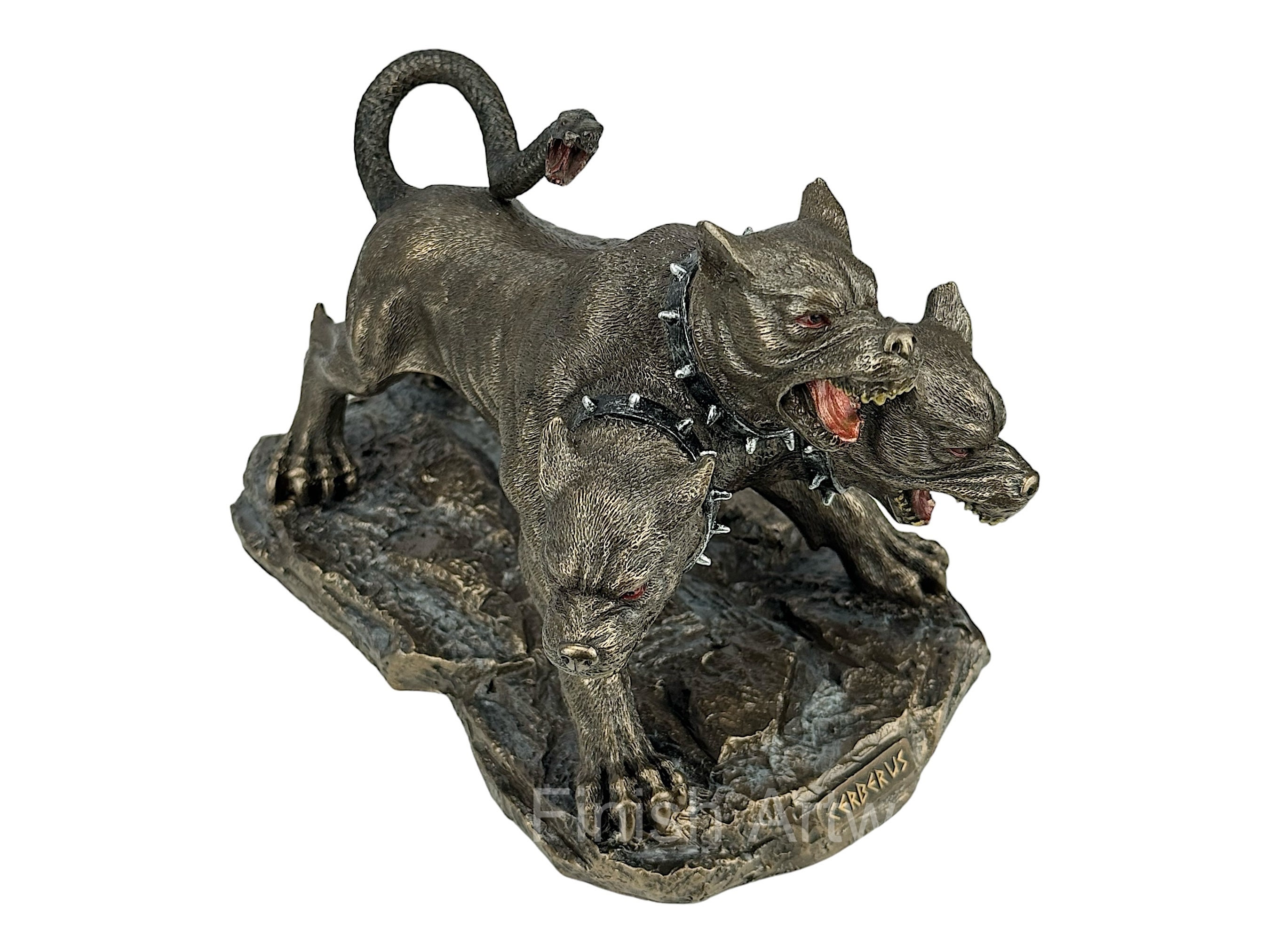 ケルベロス 三つ首の冥界の猟犬像 コールドキャストブロンズと樹脂彫刻