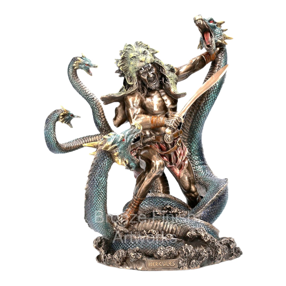 Hercules Vs Hydra Statue, Cold Cast Bronze Sculpture, Home Decor