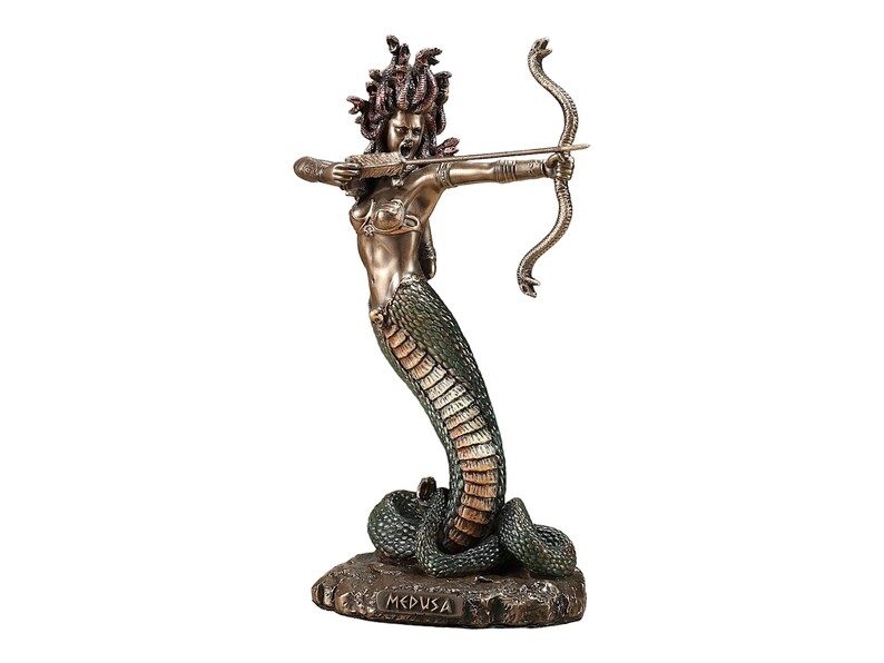 Furious Medusa Shooting Arrow Cold Cast Bronze & Resin Statue Sculpture ...