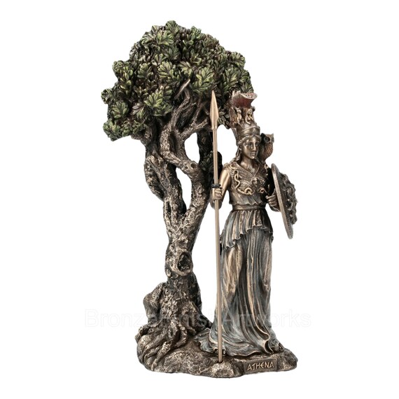Athena Statue, Kaltguss Bronze griechische Gttin Skulptur, Olivenbaum -  Etsy sterreich