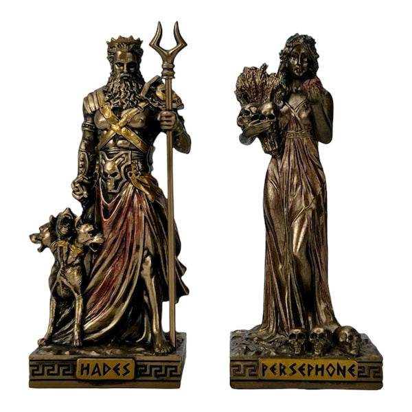 Ensemble Perséphone Déesse et Dieu Hadès Pluton Seigneur des Enfers Statues Miniatures