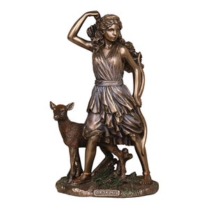 Artemis the Greek Goddess of the Hunt Cold Cast Bronze & Resin Small Statue Sculpture 16,50 cm