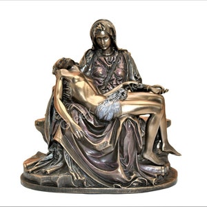 Pieta by Michelangelo Madonna Jesus Statue Sculpture Museum Copy Bronze Finish 44 cm