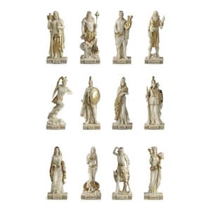 Set 12 Twelve Greek Roman Olympian Gods Pantheon Cold Cast Bronze & Resin Miniatures