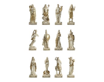 Set 12 Twelve Greek Roman Olympian Gods Pantheon Cold Cast Bronze & Resin Miniatures