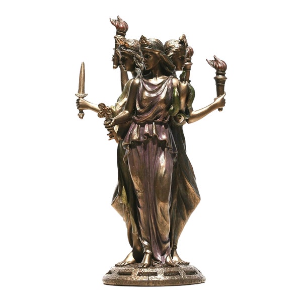 Hekate Hekate griechische Göttin der Magie Statue Kaltguss Bronze Statue Figur Skulptur 21 cm