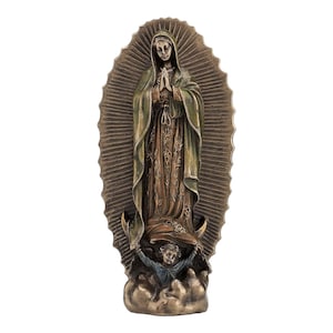Estatua de escultura de resina y bronce fundido en frío de Nuestra Señora de Guadalupe Virgen María