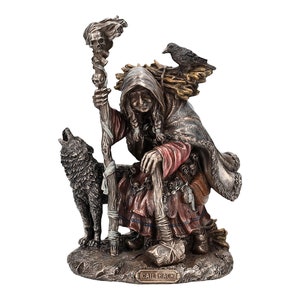 Cailleach Nan Cruachan Irish God Cold Cast Bronze & Resin Statue Sculpture