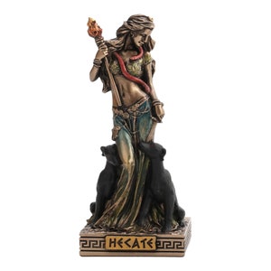 Hecate Greek Goddess of Magic Miniature Figurine Cold Cast Bronze & Resin Statue Sculpture