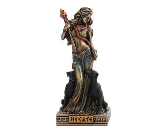 Hecate Greek Goddess of Magic Miniature Figurine Cold Cast Bronze & Resin Statue Sculpture