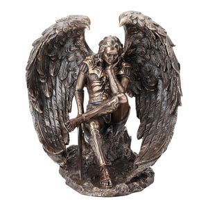 Luzifer die gefallene Engel-Statue Skulptur Kaltguss Bronze & Harz 16 cm
