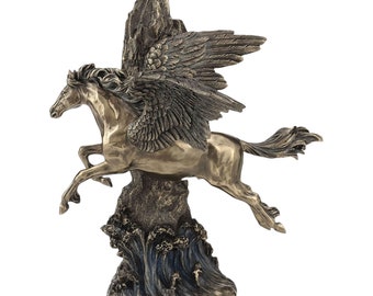 Geflügelte Pferd Fliegen Pegasus Gott Griechische Mythologie Statue Skulptur Bronze Finish