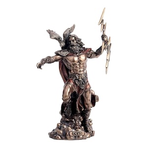Zeus the Greek God of The Sky Cold Cast Bronze & Resin Statue Sculpture Figurine 19 cm