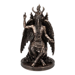 Baphomet Satan Winged Man with the head of a Goat Figurine Cold Cast Bronze & Resin Statue Sculpture 24 cm