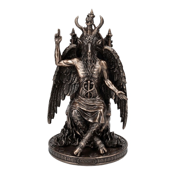 Baphomet Satan Winged Man with the head of a Goat Figurine Cold Cast Bronze & Resin Statue Sculpture 24 cm