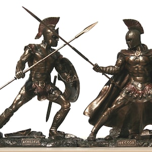 Achilles vs Hector Battle of Troy Cold Cast Bronze & Resin Warrior Statue Sculpture