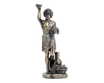 Dionysusbeeld: Griekse god van de wijn, koudgegoten brons en hars (27 cm)
